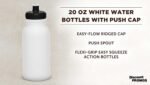 DISCOUNT PROMOS White Water Bottles with Push Cap, 10 pack, 20 oz, Reusable BPA FREE Squeezable Bottles in Bulk, White Black - Image 4