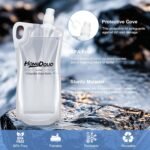 2 Pack Collapsible Water Bottles, 1L Hiking Water Flasks (2L Total) - 33oz BPA-Free Reusable Drink Bags With Carabiners and Handles, Squeeze Water through a Filter or Use as Water Bottles - Image 3