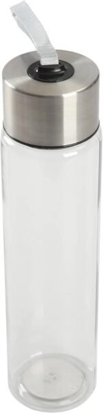 18 oz Clear Plastic Water Bottle with Stainless Steel Screw Cap - Reusable, Leakproof, BPA Free Sports Bottle with Carrying Strap Over Lid (Modern) - Image 3