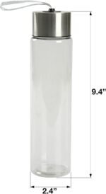 18 oz Clear Plastic Water Bottle with Stainless Steel Screw Cap - Reusable, Leakproof, BPA Free Sports Bottle with Carrying Strap Over Lid (Modern) - Image 4