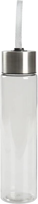 18 oz Clear Plastic Water Bottle with Stainless Steel Screw Cap - Reusable, Leakproof, BPA Free Sports Bottle with Carrying Strap Over Lid (Modern) - Image 5