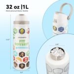 32 oz Motivational Insulated Stainless Steel Water Bottle for Sports, Gym & Travel, 2-in-1 Push-Button Spout & Quick-Flip Straw, Leak-Proof BPA-Free, Keeps Cold 30H, with DIY Fitness Stickers - Image 5