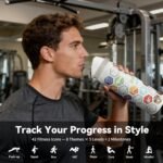 32 oz Motivational Insulated Stainless Steel Water Bottle for Sports, Gym & Travel, 2-in-1 Push-Button Spout & Quick-Flip Straw, Leak-Proof BPA-Free, Keeps Cold 30H, with DIY Fitness Stickers - Image 6