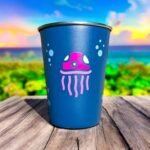 12oz Stainless Steel Cups for Kids (Sea Creatures) Set of Four (4) Kids Cups - BPA Free, Reusable and Eco Friendly Metal Toddler Tumblers, Unbreakable Steel Drinking Glasses - Image 4