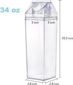 yarlung 4 Pack 34 Oz Milk Carton Water Bottle, Clear Plastic Milk Box Portable Leakproof Square Juice Bottle for Outdoor Sports Travel Camping - Image 3