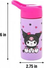 SANRIO Kuromi Stainless Steel Water Bottle for Girls - Bundle with 14 Oz Kuromi Drinking Cup For Home, School, and Sports, Plus Stickers, More Water Bottle with Straw - Image 5