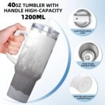 LKWSCGHM 40 oz Stainless Steel Tumbler with Handle and Straw, howling wolf Car Cup Insulated Water Bottle Personalized Ice Bully Cup Hot/Cold Travel Coffee Mug Gifts, Cupholder Friendly - Image 4