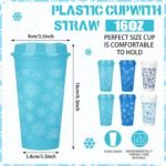Pickmesh 12 Pack Winter Reusable Coffee Cup 16 oz Winter Tumblers with Lid Plastic Coffee Mug Travel Mug Thanks Gifts for Hot and Cold Drinks(Snowflake) - Image 3