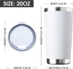 EcoMozz 20oz Tumbler Bulk Stainless Steel Vacuum Insulated Tumblers with Lid Double Wall Travel Mug, Durable Powder Coated Coffee Cup, Suitable for Ice Drinks and Hot Beverage (White 12pack) - Image 3