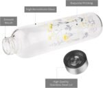 Reeho Borosilicate Glass Water Bottle, Sports Glass Drinking Bottle with Neoprene Sleeve and Stainless Steel Lid 16oz / 32oz (16oz, Blooming Branches) - Image 4