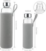 Reeho Borosilicate Glass Water Bottle, Sports Glass Drinking Bottle with Neoprene Sleeve and Stainless Steel Lid 16oz / 32oz (16oz, Blooming Branches) - Image 5