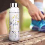 Reeho Borosilicate Glass Water Bottle, Sports Glass Drinking Bottle with Neoprene Sleeve and Stainless Steel Lid 16oz / 32oz (16oz, Blooming Branches) - Image 6