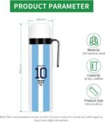 CUOPRU Double Wall Stainless Steel Vacuum Insulated Bottle for Yerba Mate, Coffee, Water, Tea, 32oz, BPA Free, Argentina Captain NO.10 Style - Image 4