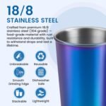Cafezi 16 oz Stainless Steel Cups 4 Pack, Stackable Metal Drinking Glasses, Unbreakable & Shatterproof Pint Tumblers, BPA Free for Home, Bar, Restaurant, Party, Travel, Camping, Outdoors - Image 3