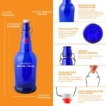 FastRack Swing Top Glass Bottles |16 oz – Pack of 12 | Blue Flip Top Glass Bottles for Home Brewing, Carbonated Drinks, Kombucha, Fermentation, Water | Food Grade – ECO Friendly - Image 4