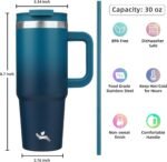Konokyo 30 oz Tumbler with Handle and 2 Straws,2 in 1 Lid Insulated Water Bottle Stainless Steel Travel Coffee Mug,Indigo Black - Image 5