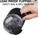 ALOUFEA 12oz Insulated Coffee Mug Cup with Handle, Stainless Steel Travel Coffee Mug with Flip Lid, Double Wall Vacuum Coffee Tumbler, Black - Image 3