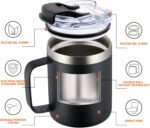 ALOUFEA 12oz Insulated Coffee Mug Cup with Handle, Stainless Steel Travel Coffee Mug with Flip Lid, Double Wall Vacuum Coffee Tumbler, Black - Image 5