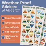 Wondery Parks of the USA® Water Bottle With 63 Waterproof Stickers of Parks (USA), 32 oz Stainless Steel Water Bottle for Traveling, Hiking, Camping, National Park Gifts- WHITE - Image 6