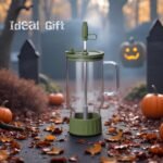 HY3 32 oz Plastic-free Borosilicate Glass Tumbler with Stainless Steel Straw and Tempered Glass Lid, Reusable Coffee Cup with Handle, Large Glass Travel Mug (Vibrant Forest) - Image 5