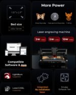 Laser Engraver for Beginners, 5W L2 Mini Pre-Assembled Laser Engraving Machine 200mm x 150mm 0.01mm High Precision for DIY, Pager, Wood, Acrylic, Leather, Coated Metal - Image 3