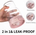 16oz/480ml Iced Coffee Glasses with Lids and Straws,Car Cup Holder Friendly, Leakproof Portable Tumblers for Cold Brew, Juice & Smoothie, Ideal for Travel, Office & Gym, BPA-Free Reusable(Pink) - Image 5