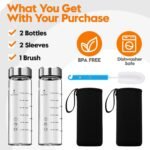 SIEROZUR Glass Juice Bottles 16 oz-2 Pack Leak Proof Wide Mouth Water Bottle with Stainless Steel Lid & Sleeve - for Juicing, Smoothies, Infused Water, Beverage Storage, Eco-Friendly Borosilicate - Image 5