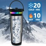 Metalya 30 oz Tumbler with Handle and Straw, Vacuum Insulated Tumblers with Flip Straw and Top Handle, Leakproof Powder Coated Tumbler, Stainless Steel Travel Mug for Coffee Water (Black) - Image 4