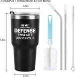 Qtencas In My Defense I Was Left Unsupervised Stainless Steel Insulated Travel Tumbler, Funny for Men, Coworkers, Friends, Work Office Gift for Coworker, Sarcastic Gift (30oz, Black) - Image 5