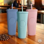 Hogg 24 oz Studded Tumbler with Lid and Straw - Light Pink, Reusable Iced Coffee Cup, Bling Tumbler for Women, Glitter Rhinestone Cup, Gifts for Iced Coffee Lovers - Image 6