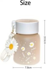 zaoalife Milk Juice Cute Water Bottle for Women Portable Kawaii Little Daisy Frosted Glass Water Bottle 350ml Transparent Water Cup Glass Bottles - Image 3