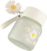 zaoalife Milk Juice Cute Water Bottle for Women Portable Kawaii Little Daisy Frosted Glass Water Bottle 350ml Transparent Water Cup Glass Bottles - Image 4