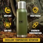 M-Tac Thermo Water Bottle Type 2 for Cold & Hot Beverages - Stainless Steel Thermos Leakproof Vacuum Insulated Flask Travel Coffee Mug (Olive, 44 oz) - Image 4