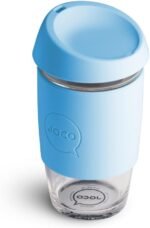 JOCO 16oz Travel Friendly Eco-innovative Borosilicate Reusable Classic Glass Coffee Cups, Microwave Safe Travel Coffee Cup, 100% Plastic Free Thermal Shock Resistant Glass Mug (Blue Sea) - Image 3