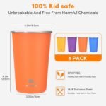 HurOutd 4 Pack Stainless Steel Cups 16oz - Colorful Stackable Metal Drinking Glasses for Camping, Travel, Shatterproof Tumblers - Image 3