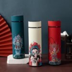 Insulated Coffee Tea Travel Thermos Mug Water Bottle with Removable Strainer and Temperature Featuring Chinese Opera Singer Design - 16.9 fl oz (Red) - Image 3