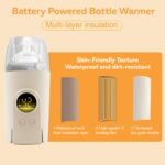 Portable Milk Warmer for Travel, On The Go Baby Bottle Warmer, Waterless Bottle Warmering with Battery-Powered for Home Outdoor, Fast Heating & Precise Temperature Control with LCD Display - Image 4