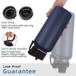 Volhoply 32oz Insulated Water Bottles Bulk 8 Pack with Straw Lid & Spout Lid,Stainless Steel Sports Water Bottle,Double Wall Vacuum Cups,Leakproof Wide Mouth Metal Flask for Hiking,Camping(Navy,8) - Image 5