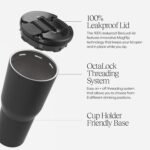 BrüMate Nav 35oz 100% Leak Proof Insulated Travel Tumbler with Magnetic BevLock™ Lid - Double Wall Cup-Holder Friendly Stainless Steel Mug (Matte Black) - Image 4