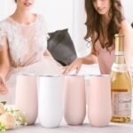 Lifecapido 8 Pack Insulated Stainless Steel Tumblers, 12oz Stemless Flutes, Insulated Champagne Glass for Wedding Party Bride Shower Gifts, 7 Pink 1 White - Image 3