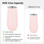 Lifecapido 8 Pack Insulated Stainless Steel Tumblers, 12oz Stemless Flutes, Insulated Champagne Glass for Wedding Party Bride Shower Gifts, 7 Pink 1 White - Image 5