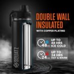 SQUATZ 18 Oz Neptune Series Steel Water Bottle, Stainless Double Wall Vacuum Insulated Flask with Handle Strap, Durable and Elegant Leak Proof Wide Mouth for Gym, Travel, Hiking, and Camping - Image 4