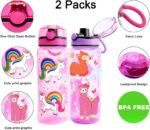 Home Tune 23oz Kids Water Drinking Bottle 2 Pack - BPA Free, Auto Push Button, Chug Lid, Carry Loop Lightweight, Spill-Proof Water Bottle with Cute Design For Girls & Boys - Dinosaur & Bear - Image 3
