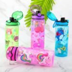 Home Tune 23oz Kids Water Drinking Bottle 2 Pack - BPA Free, Auto Push Button, Chug Lid, Carry Loop Lightweight, Spill-Proof Water Bottle with Cute Design For Girls & Boys - Dinosaur & Bear - Image 4