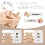 MUKOKO 32 oz Glass Tumbler with Straw,Glass Water Bottles with Time Marker,Iced Coffee Cup with Silicone Sleeve,Motivational Drinking Bottles,Leakproof-Amber - Image 3