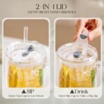 KEMORELA 2 Pack 28oz Double Wall Glass Tumblers with Handle, Lids & Straws – Large Insulated Clear Borosilicate Glass Cups for Iced Coffee, Smoothies, Bubble Tea & Cold Beverages - Image 7