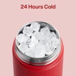 ENCOOL Insulated Water Bottle with Straw Stainless Steel Water Bottle, Leak-Proof, BPA-Free, Double Wall Vacuum Keeps Cold for 24 Hours for Sports, Travel, School (26 oz, Medium Carmine) - Image 4