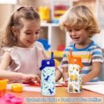 SANDJEST Kid Water Bottle 12oz with Straw Lid - 2-Pack Insulated Stainless Steel Water Bottles for Kids Girls - Travel Cup for School Sports, Construction & Dinosaur - Image 4