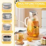 SUSTEAS 3 Liter 101 oz Glass Pitcher with Lid and Nozzle, Cold/Hot Water Glass Water Bottle, Ice Tea Water Jar for Refrigerator, Large Water Jar for Juice, Milk, Coffee or Homemade Drinks,Vase - Image 3