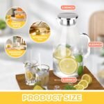 SUSTEAS 3 Liter 101 oz Glass Pitcher with Lid and Nozzle, Cold/Hot Water Glass Water Bottle, Ice Tea Water Jar for Refrigerator, Large Water Jar for Juice, Milk, Coffee or Homemade Drinks,Vase - Image 4